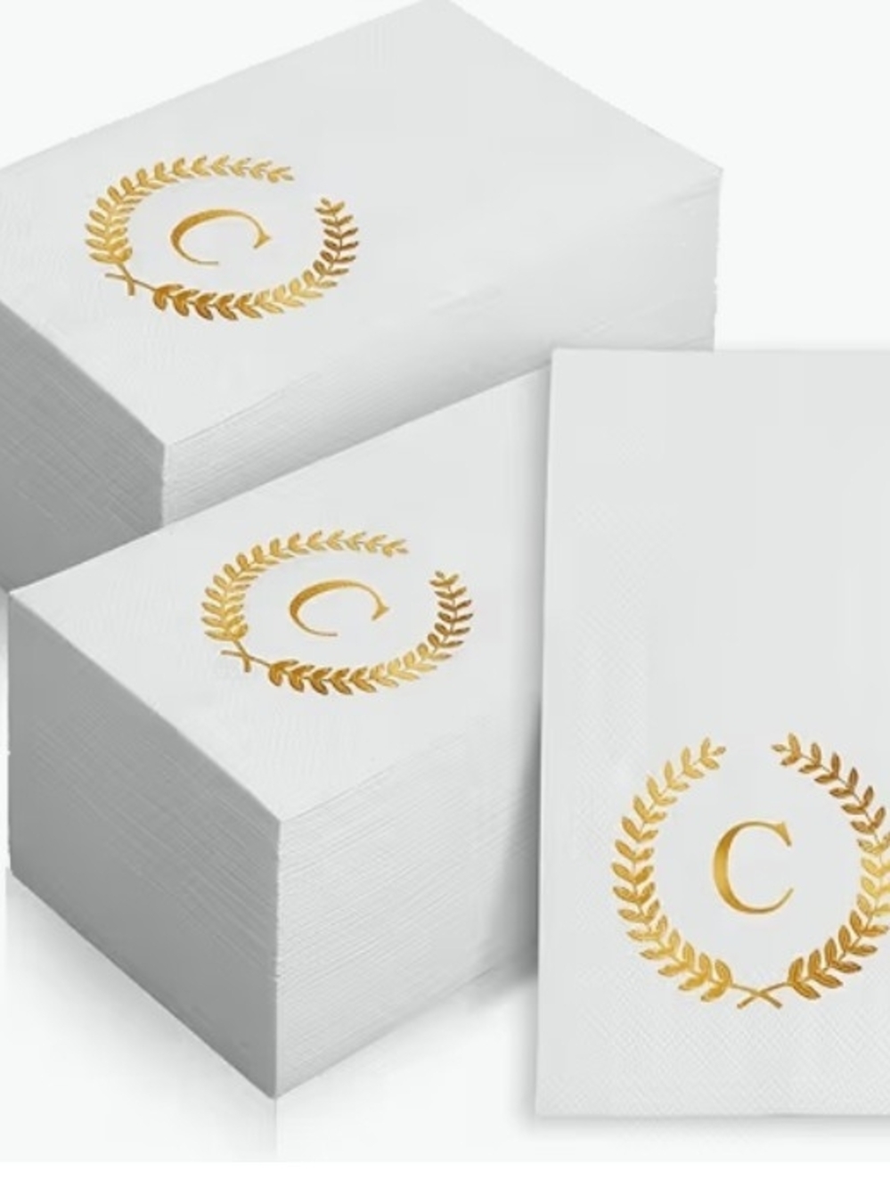Gold monogram initial "C" disposable paper napkins 200 ct * new*